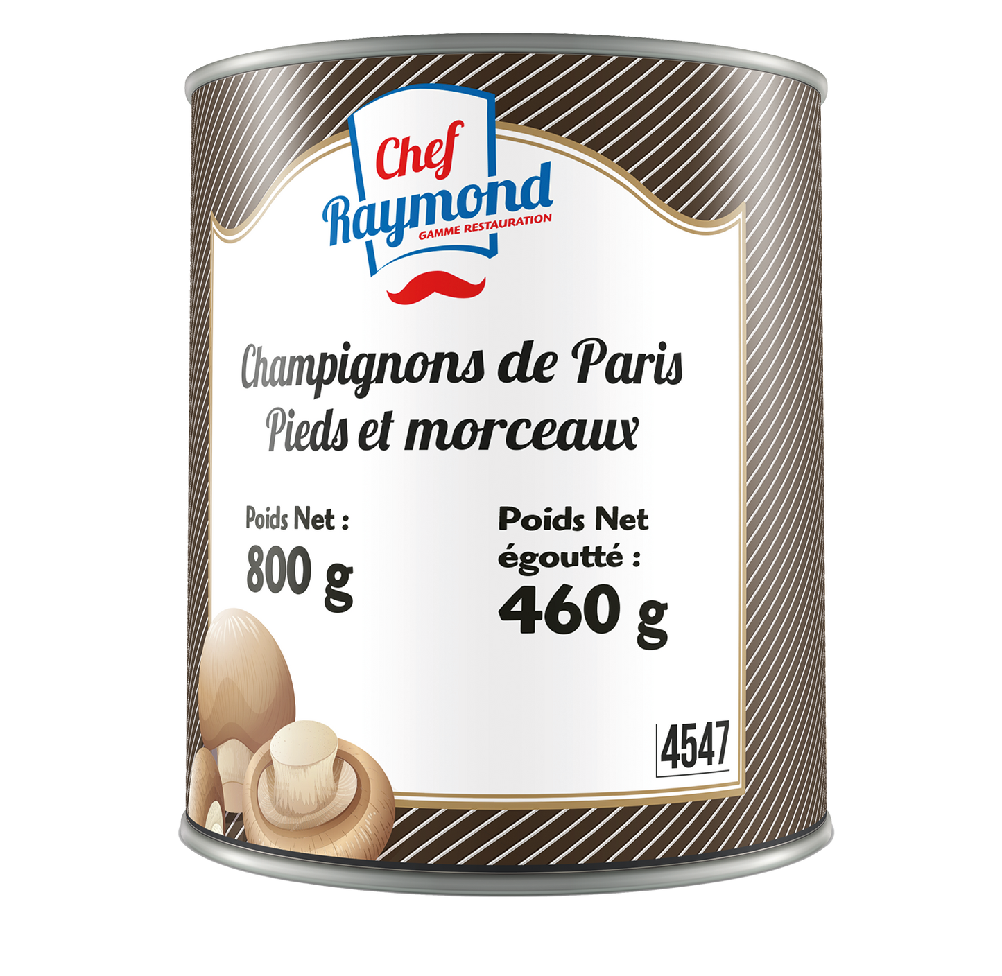 Champignons de Paris, pieds et morceaux, prêts à cuisiner