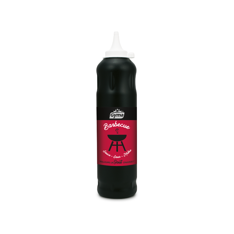 Bouteille de sauce barbecue, sauce fumée et sucrée idéale pour grillades et marinades.
