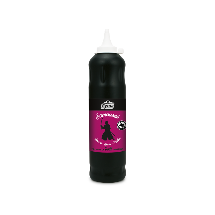 Bouteille de sauce Samouraï, sauce épicée et piquante pour accompagnement de viandes et frites.