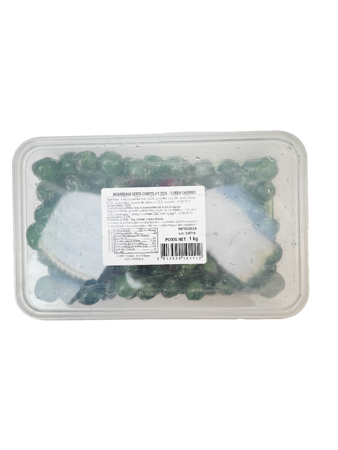Bigarreaux verts confits 22/24 -1kg