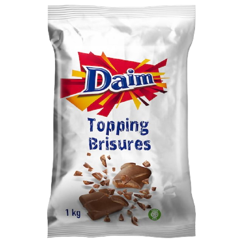 Sachet de brisures de Daim, pratique pour ajouter du croquant et du chocolat aux pâtisseries et desserts