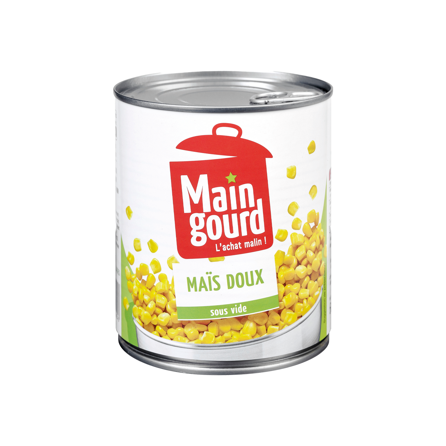 Maïs doux en conserve, grains tendres et sucrés pour salades, plats et garnitures.