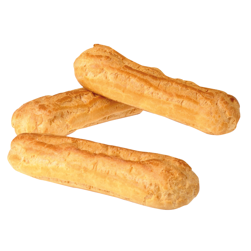 Éclair en pâte à choux prêt à garnir avec crème pâtissière ou ganache.