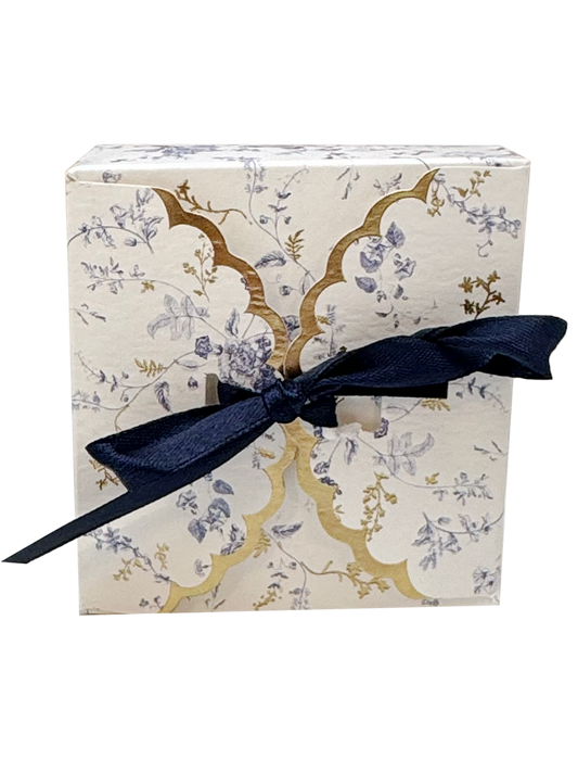 Contenants carré fleuri bleu et or