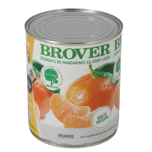 Segments de mandarine au sirop, fruité et juteux, parfait pour desserts et pâtisseries.